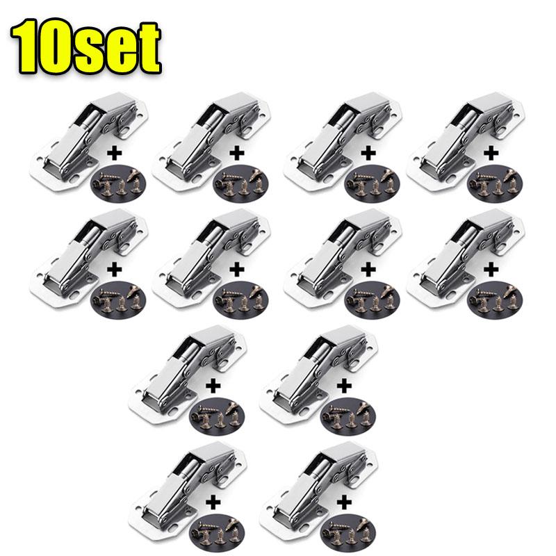 2/10PCS 90 Degree Steel Cabinet Hinges No-Drilling Buffer Hinge Kitchen Cabinet Cupboard Hinges DIY Furniture Hardware Tools