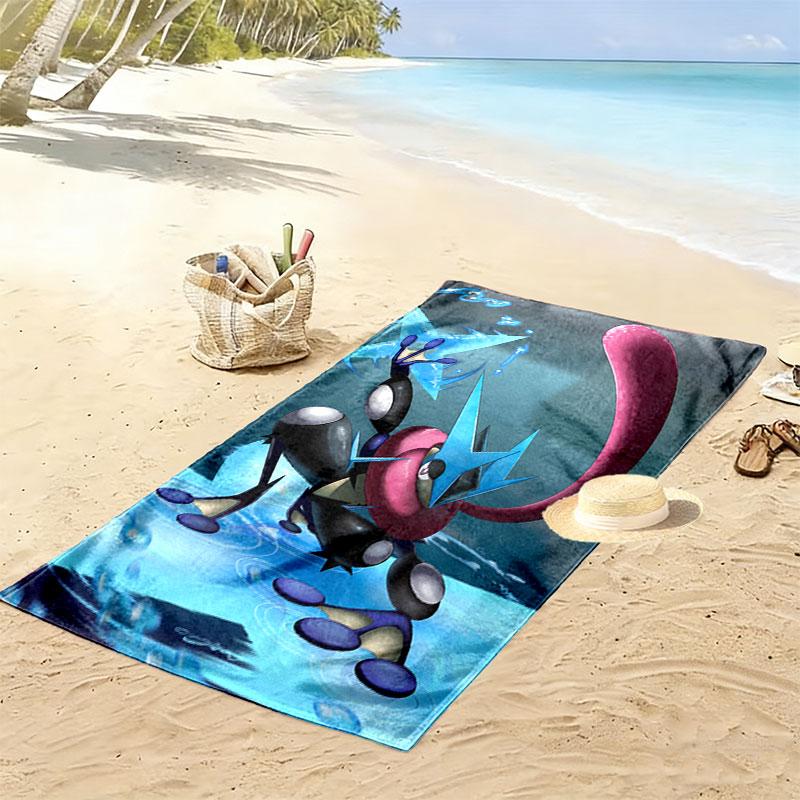 Cartoon Pokemon Print Beach Towel, Large Soft Quick Dry Towel for Beach Camping Swimming