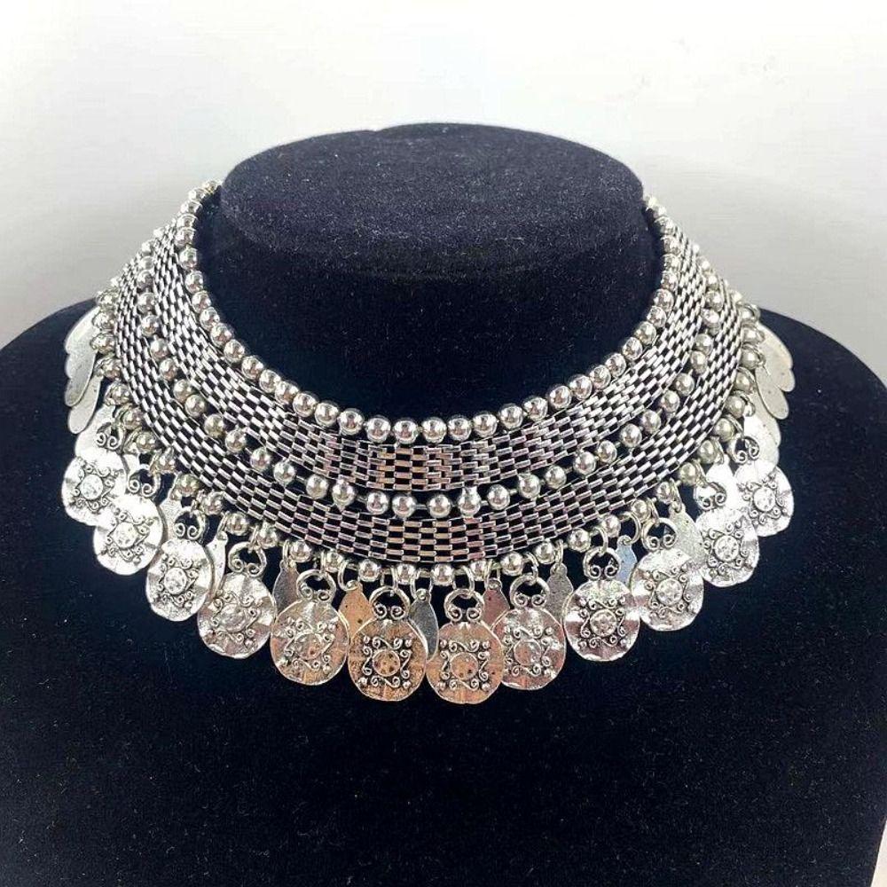 Geometric Shape Chunky Necklaces Alloy Boho Necklaces Afghan Turkish Necklaces Ethnic Jewelry