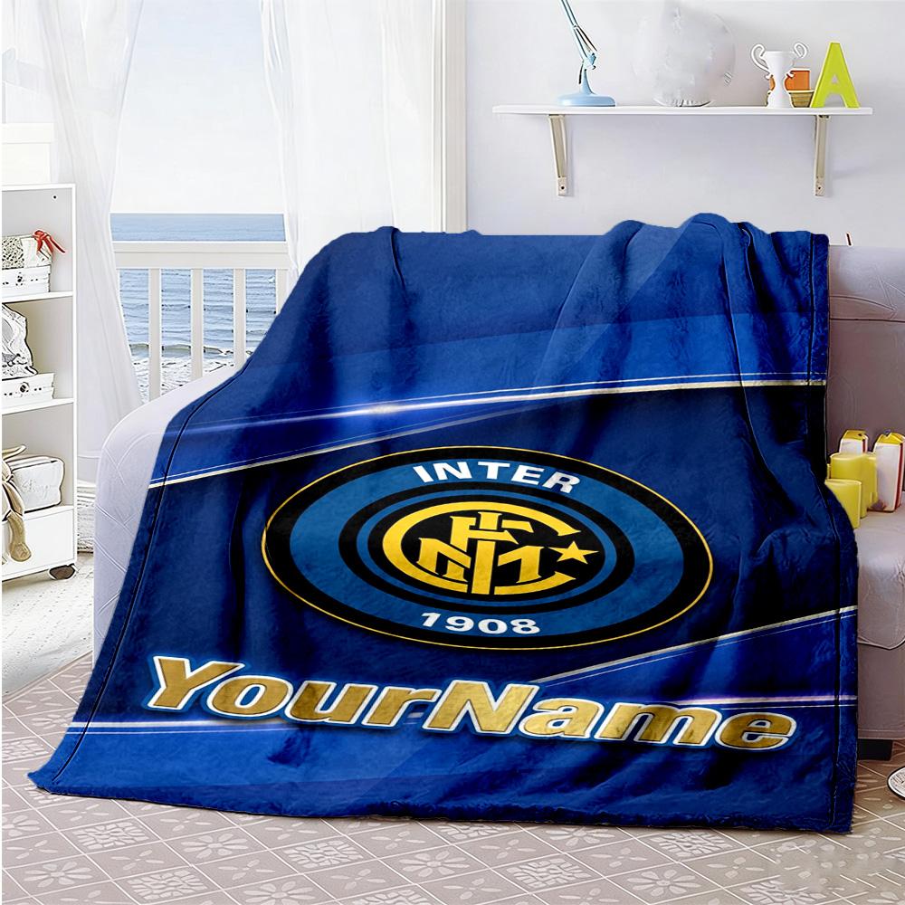 Inter Milan Customize Your Name Blanket Throw Personalized Blanket Soft Warm Cozy Throw For Sofa Living Room Office Chair Bedding Ideal for All Season