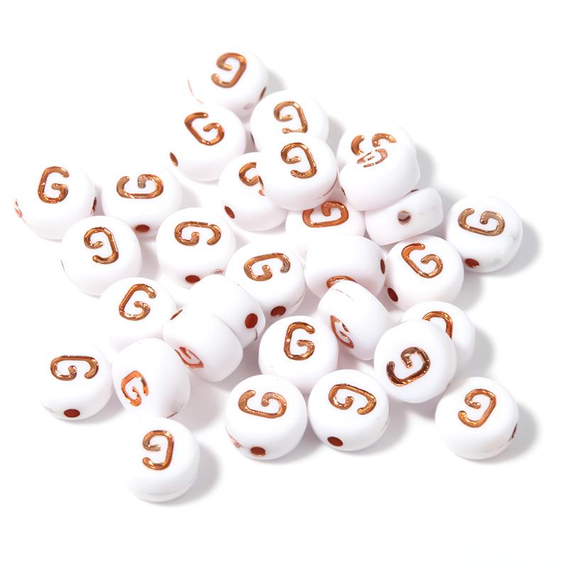 100Pcs 7mm Acrylic Alphabet Beads Rose Gold Letter Loose Flat Round Beads For Jewelry Making Findings DIY Bracelet Earrings Gift