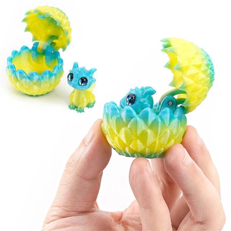 Q Version Creative 3D Printable Hatchable Mini Dragon Egg Set Hatchling Model Halloween Easter Gifts & Desktop Decorations
