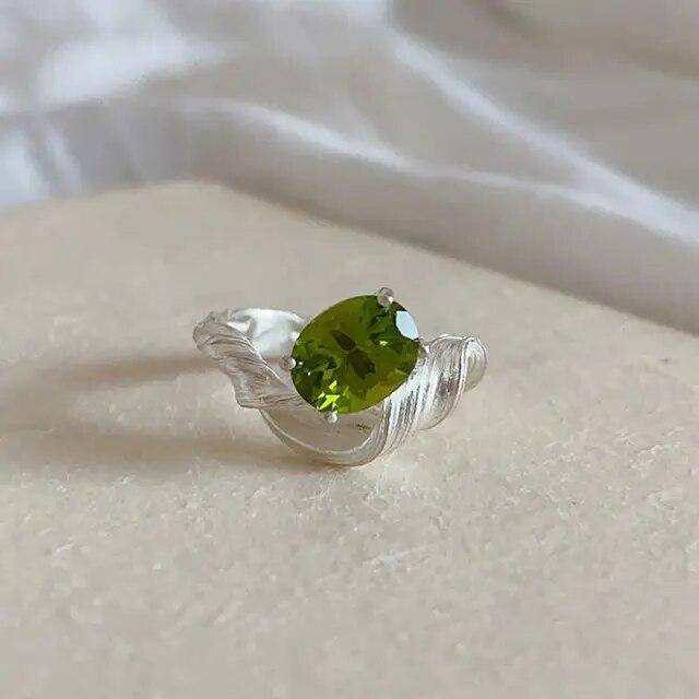 

ANENJERY нерегулярное зеленое кольцо с цирконием для женщин Ins креативный дизайн регулируемое кольцо для девочек ювелирные аксессуары подарки зелёный