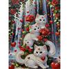 Handmade DIY Pearl Painting Roses and Cats Theme Bedroom Living Room Frameless Diy Handmade Sticky Diamond Creative Canvas Painting
