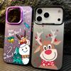 Plush Reindeer and Christmas Snowman Design IMD Hard  Case For iPhone 17 Pro Max Air 16 15 14 13  Shockproof  Cover