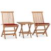 Day and Night - Day and Night Folding Garden Dining Set 3 Pieces Teak Wood Cushions