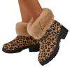 Winter New Large Size Leopard Print Short Boots European and American Round Head Lint Cotton Comfortable Flat Bottom Martin Boots