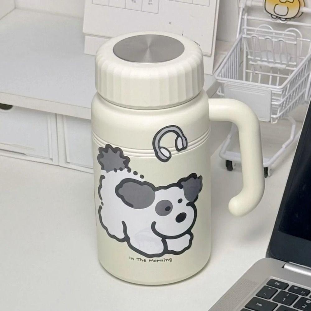 Leak Proof Insulated Cup with Tea Strainer Cartoon Stainless Steel Water Bottle 1000ml with Handle Portable Thermos Travel Use