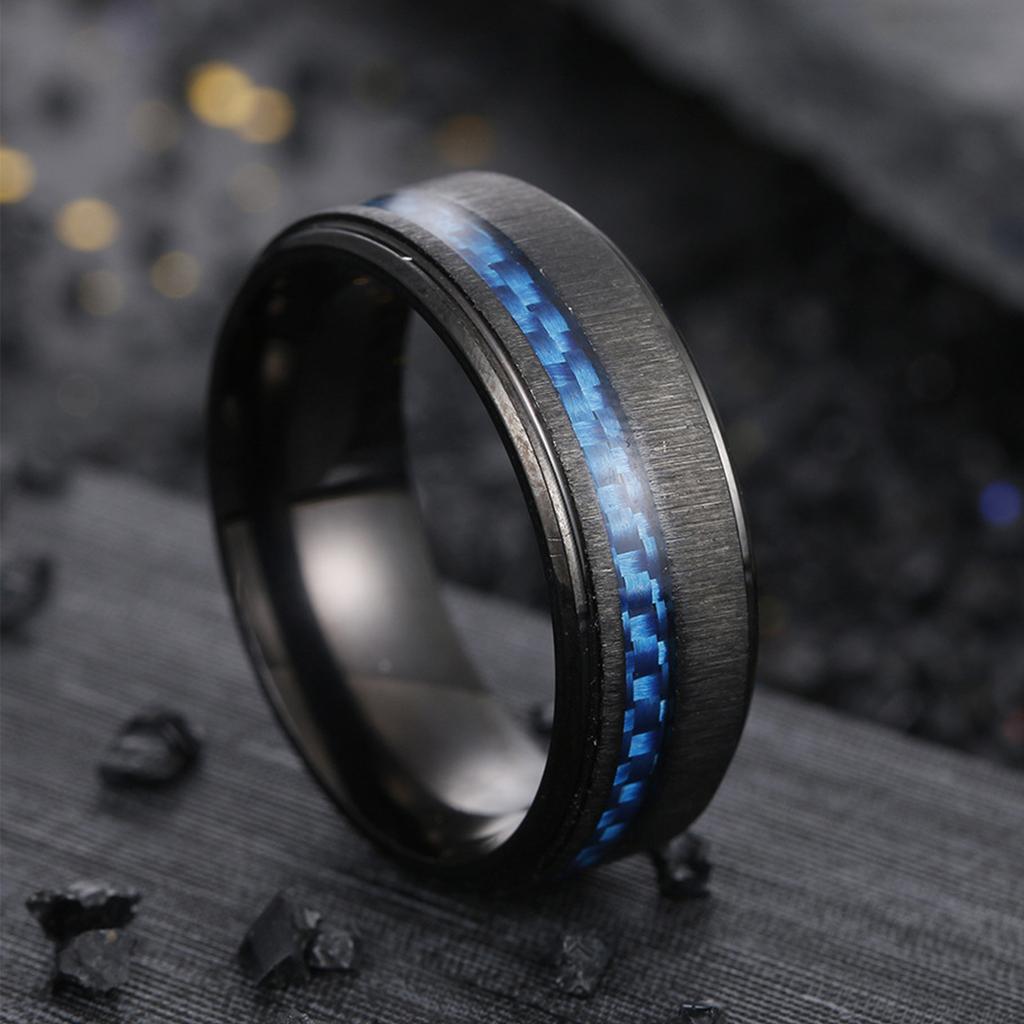 European and American New Jewelry Brushed Matte Ring Carbon Fiber Titanium Steel Men's Ring Bracelet