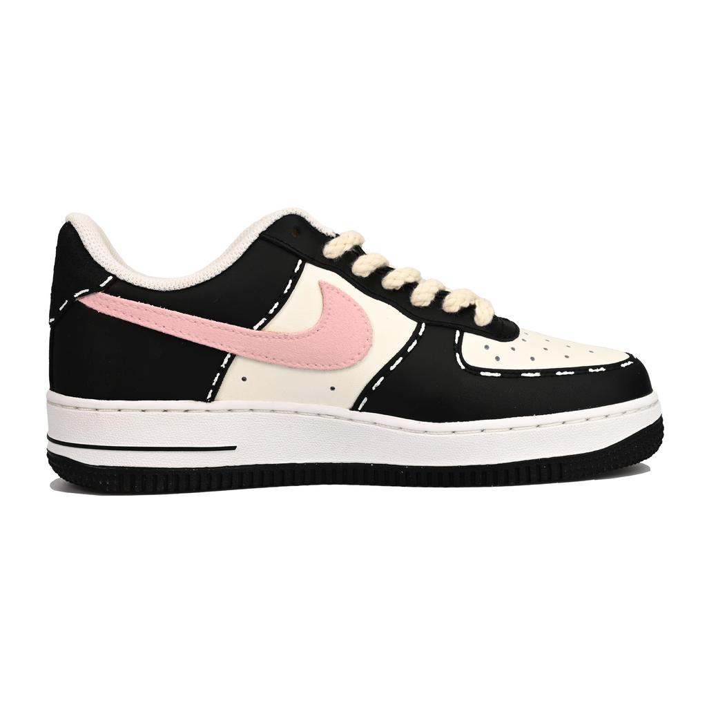Nike Air Force 1 Wandering Girlish SAML Slip Resistant Abrasion Resistant Low Top Skateboard Shoes Unisex Black Pink FB3355-200(Team6-)