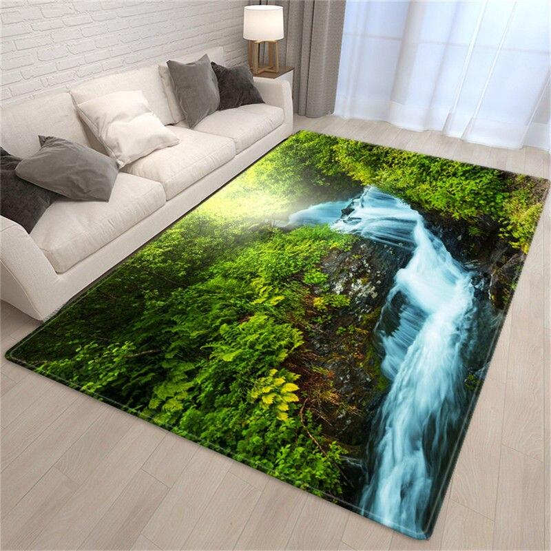 Wzór krajobrazu dywan do salonu duża mata na stolik kawowy 3D wodospad antypoślizgowa mata dekoracyjna na podłogę