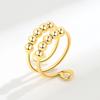 Minimalist Geometric Open Ring With Rotating Beads For Stress Relief And Anxiety Soothing Adjustable Fidget Jewelry