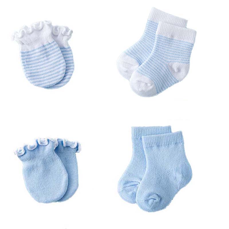 Cotton Baby Socks 4 Pairs Newborn Gloves Socks Set Spring Anti Scratch Bite Gloves Pography Props Infant Boys Girls Accessori