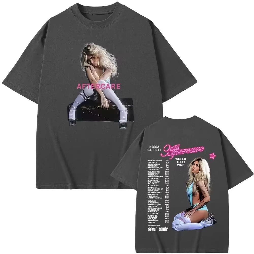 Nessa Barrett Aftercare Tour T-shirt Heren Dames Mode Pop Punk Muziek T-shirts Unisex Vintage Oversized T-shirts