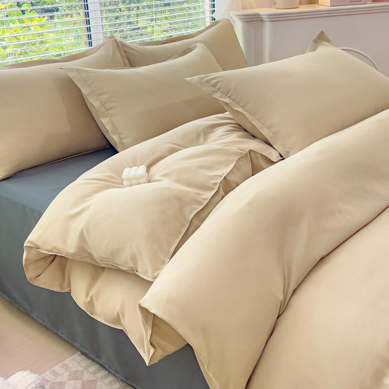 4pcs Cartoon Love Duvet Cover Set Simple Blue Plaid Bed Sheet Adults Kids Teenagers Bedding Comforter Cover with 2 Pillowcases