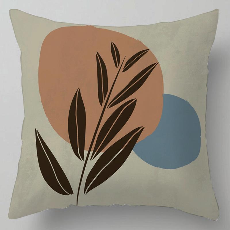 Geometric Abstract Floral Pattern Throw Pillow Cover With Short Plush Print For Living Room Sofa Decoration Cushion Cover