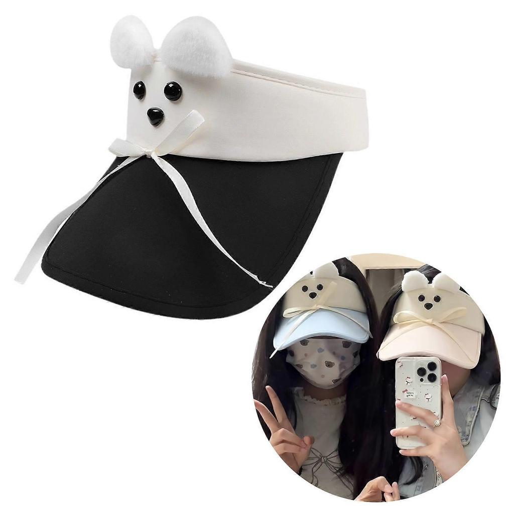 Empty Top Sun Hat for Girls Balletcore Bows Cartoon Puppy Ear Hat for Sports Gym Mountain Camping Hat Outdoor Activity  Pink