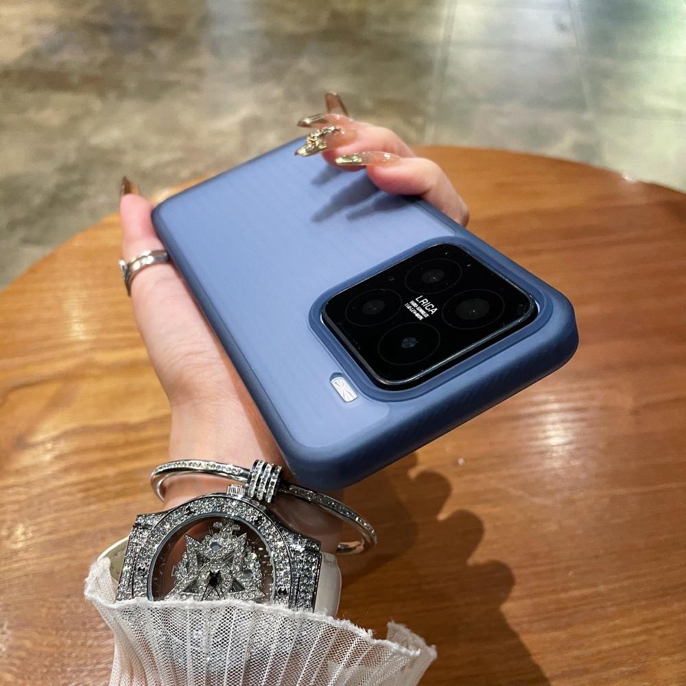 Rugged Armor Matte PC Corrugated Phone Case For Xiaomi 15 14 13 Pro 15Pro 14Pro Shockproof PC Stripes Business Translucent Cover