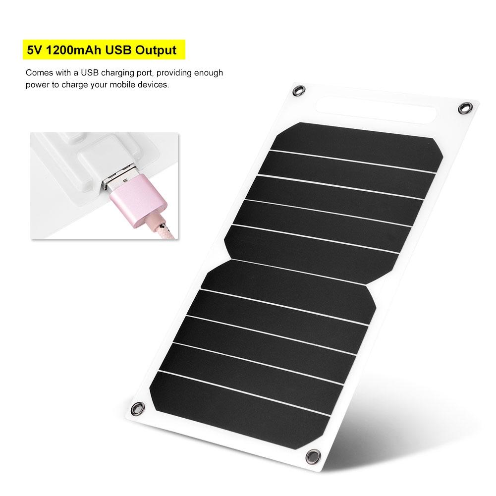 IP62 Waterproof Portable 10W Outdoor USB Solar Panel Mobile Power Charger High Efficiency
