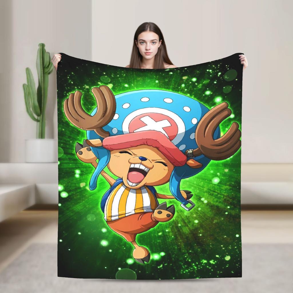 Tony Chopper Flannel Blanket Winter Anime Warm Bedding Throws for Kids Adult Couch Bed Fluffy Bedspread Sofa Bed Cover
