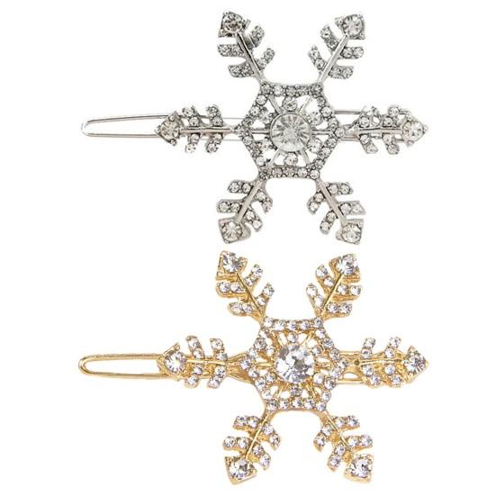 Hair Clip Stylish Hairpin Sparkling Snowflake Design Women Girls Daily Wear Hair Clamp Weddings Christmas Ornaments