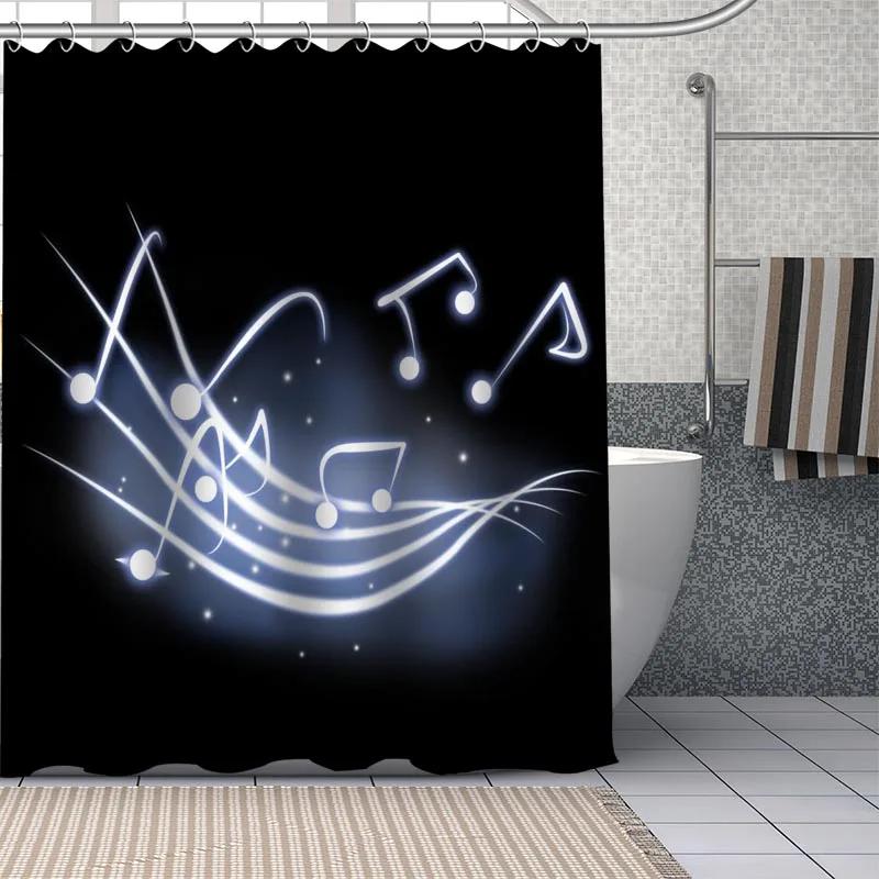 

Music Notes Pattern Polyester Bath Curtain Waterproof Shower Curtains Diy Bath Screen Printed Curtain For Bathroom W60H190(CM)-1 Pcs