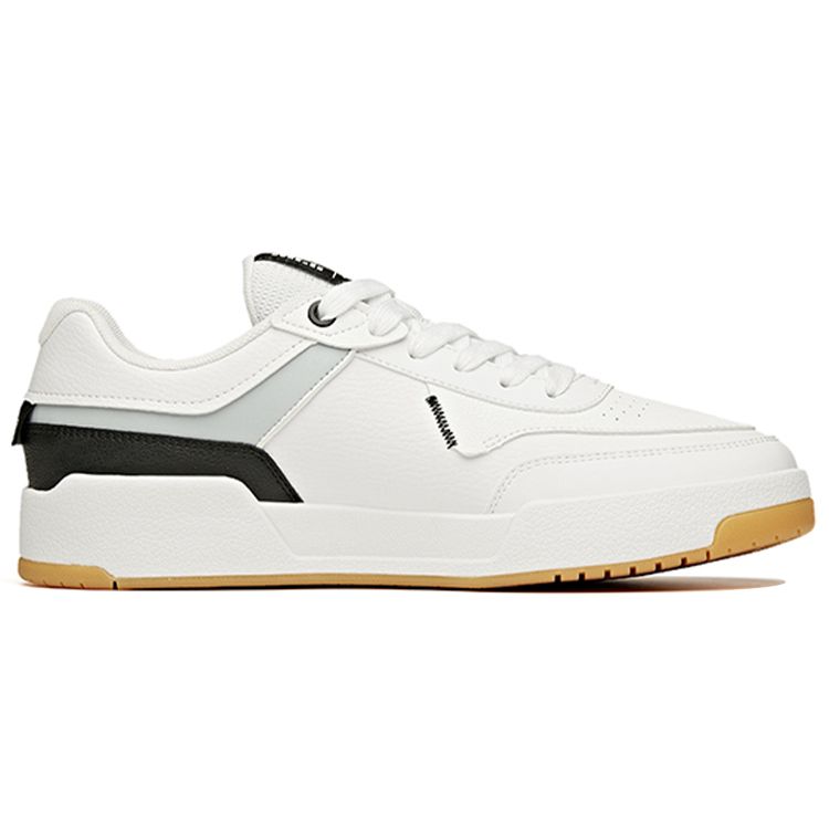 Anta Comfortable Versatile Synthetic Leather Low-Top Skate Shoes Men Sneakers White Gray Black 112228081R-4