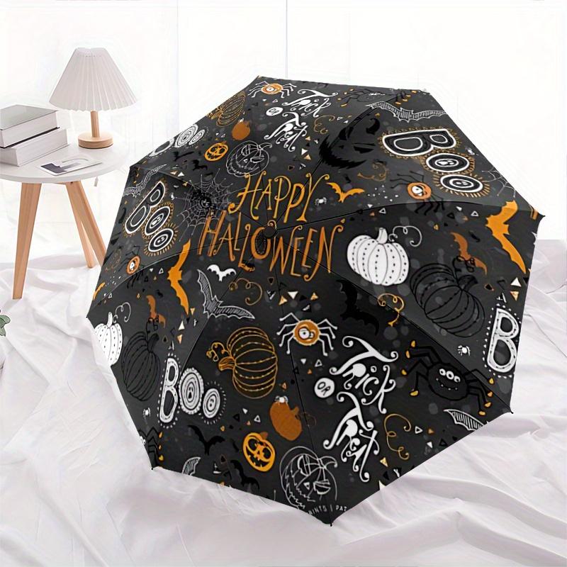 1pc Happy Halloween Automatic 3 Fold Umbrella Design, Cute Cartoon Pattern, Portable Outdoor Umbrella, Perfect, Holiday Gift .Z055