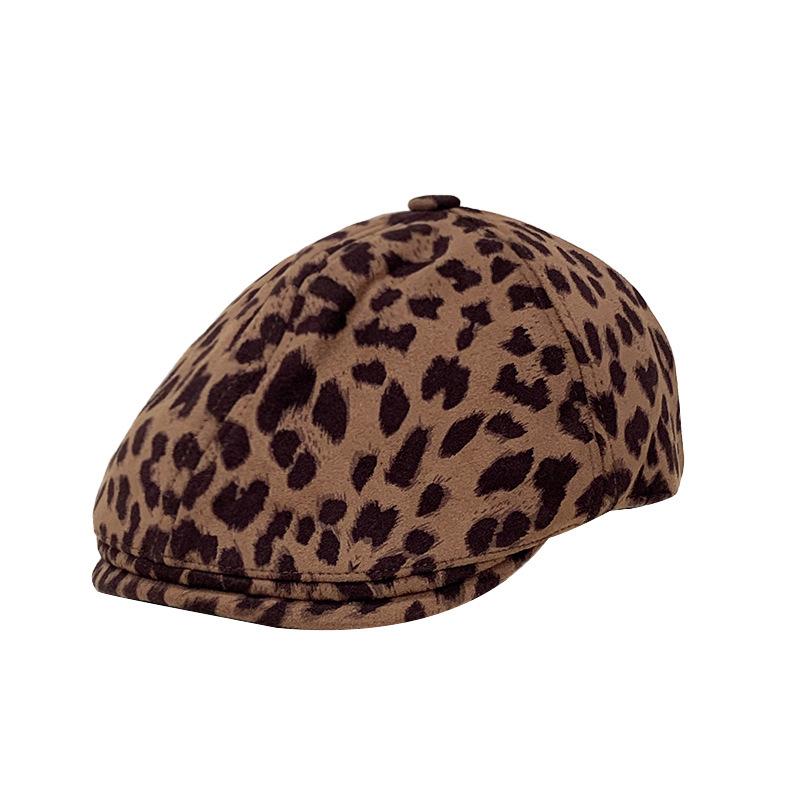 

Осень и Зима Ретро Леопардовый Принт Передняя Шляпа Повседневный Универсальный Берет для Личности Уличный Дорожный Художник Газета Детская Шляпа Тренд average size