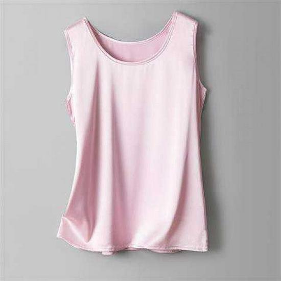 Women s Plus Size Satin Sleeveless Vest T-Shirt S (80-95 lbs) розовый