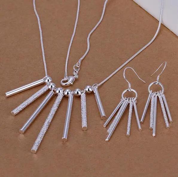 Charms Wedding 925 Silver Jewelry Fashion Pretty Pendant Necklace Earring Women Party Set TOP Quality Stamped
