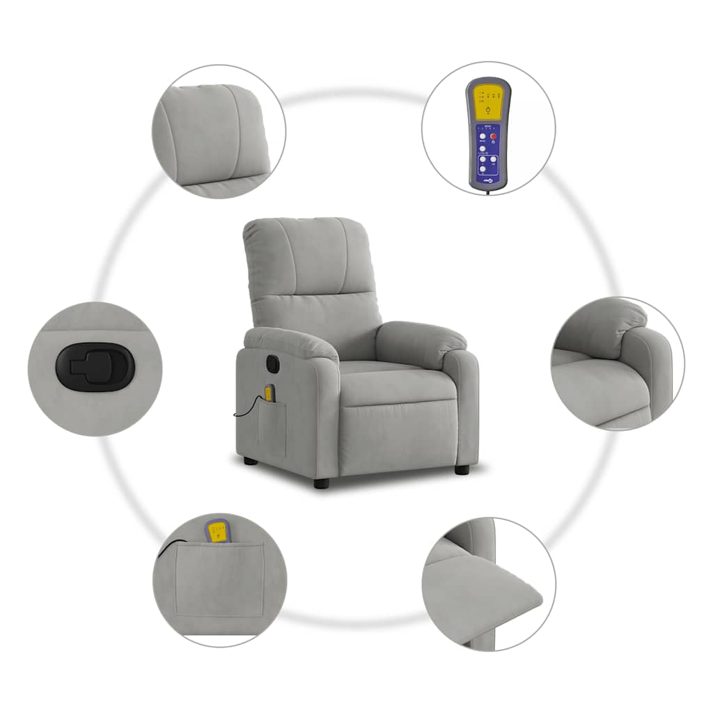 Massage Chair Light Grey Microfiber Fabric