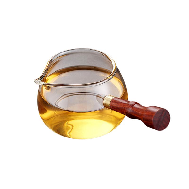 300ml Removable Side Wooden Handle High Borosilicate Glass Fair Cup Tea Dispenser Chahai Kung Fu Tea Set Accessories Teaware