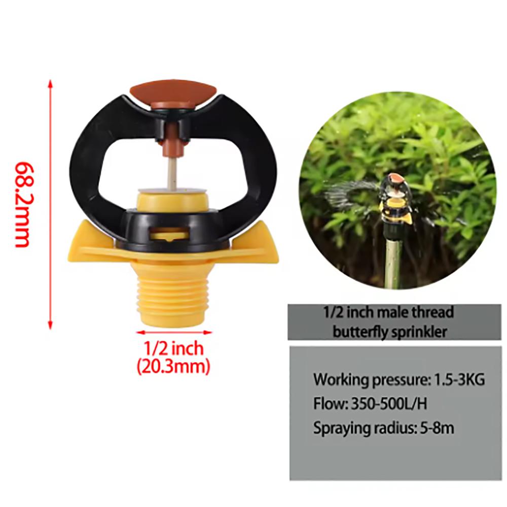 5Pcs 1/2” 3/8"Male Thread Rotary Mini Nozzle Garden Flower Bed Irrigation Refraction Sprinkler Rain-like Lawn Watering Sprayer