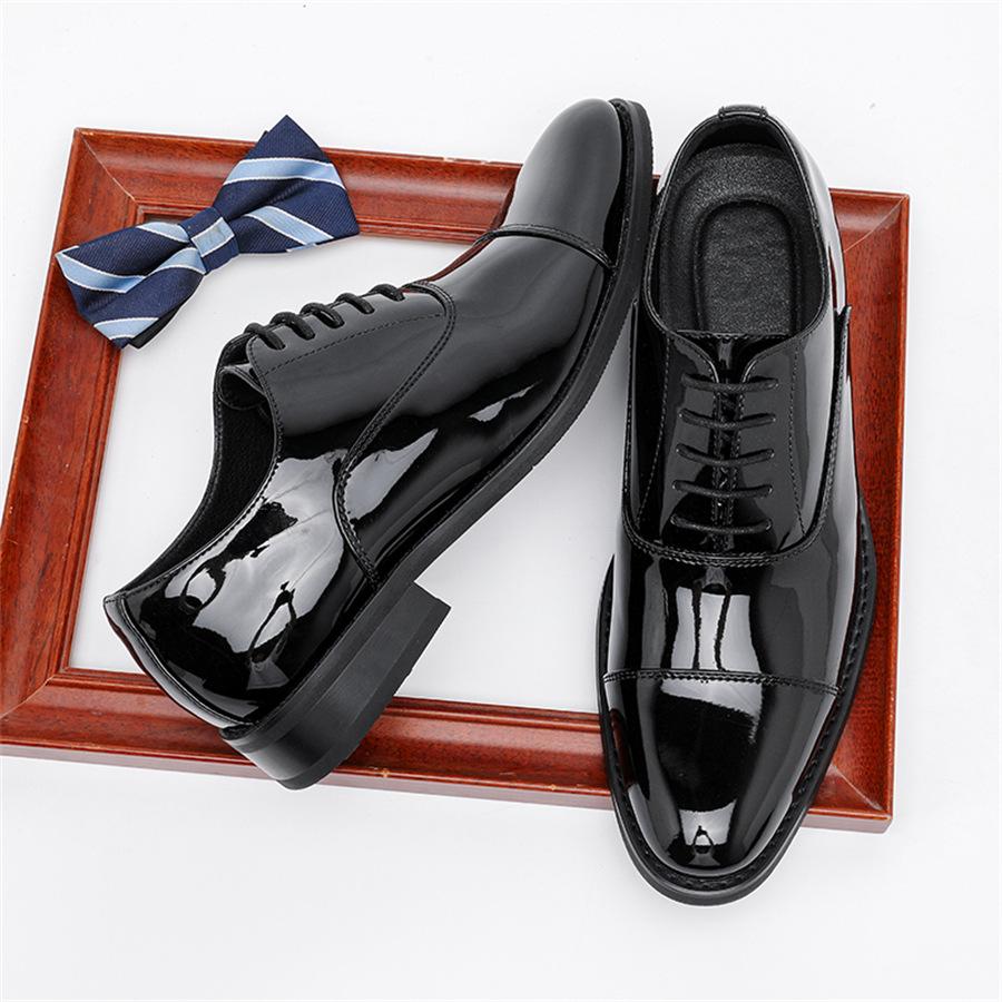 Fashion Luxury Patent Leather Shoes Men Glossy Leather Shoe Man Formal Business Office Lace Up Wedding Shoes Plus Big Size 39-46