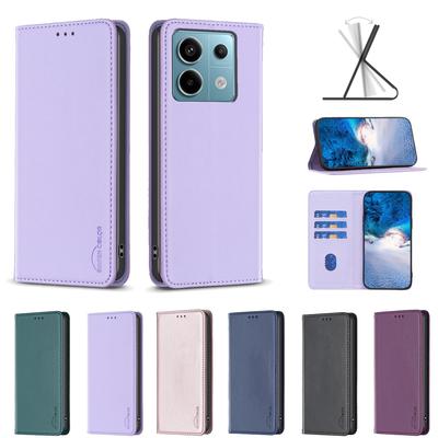 Ultrathin Solid Color Pattern PU Leather Card Slots Wallet Phone Case for Xiaomi Redmi 10,POCO X3,Poco F6,M6,C31,13C,K70,A1,Note 11,Note 12,Note 13...