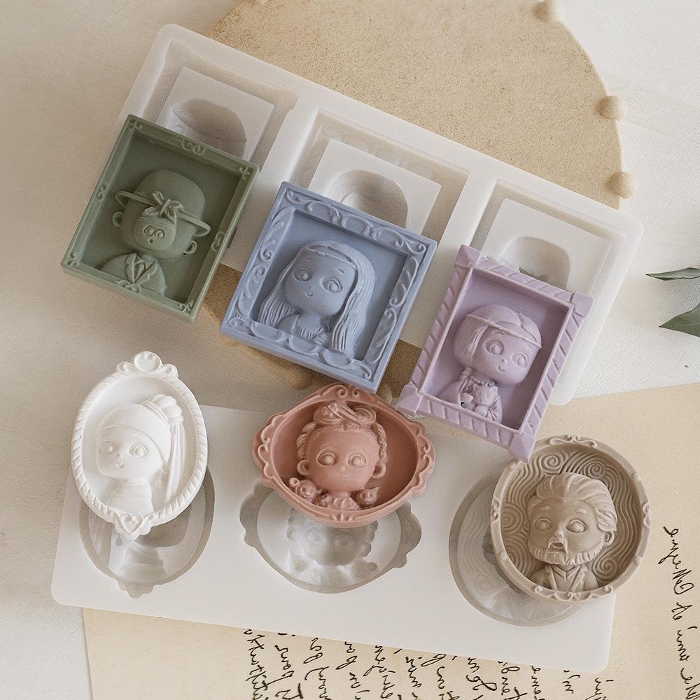 Moule Magnétique pour Réfrigérateur à Portrait en Relief pour Résine Époxy DIY & Pierre d'Aromathérapie.