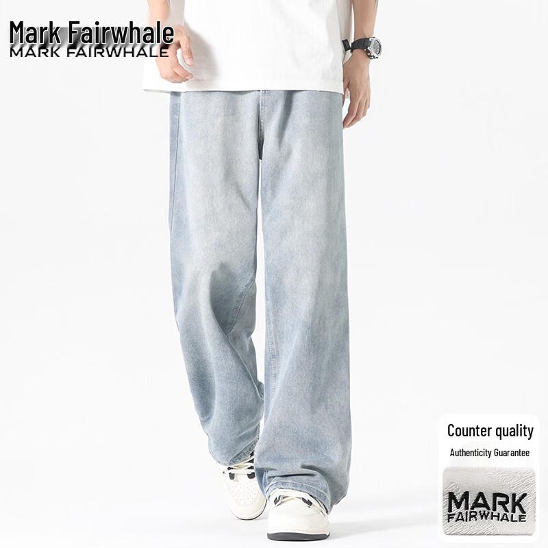 

Mark Fairwhale Men s Ice Silk Wide Leg Straight Jeans M