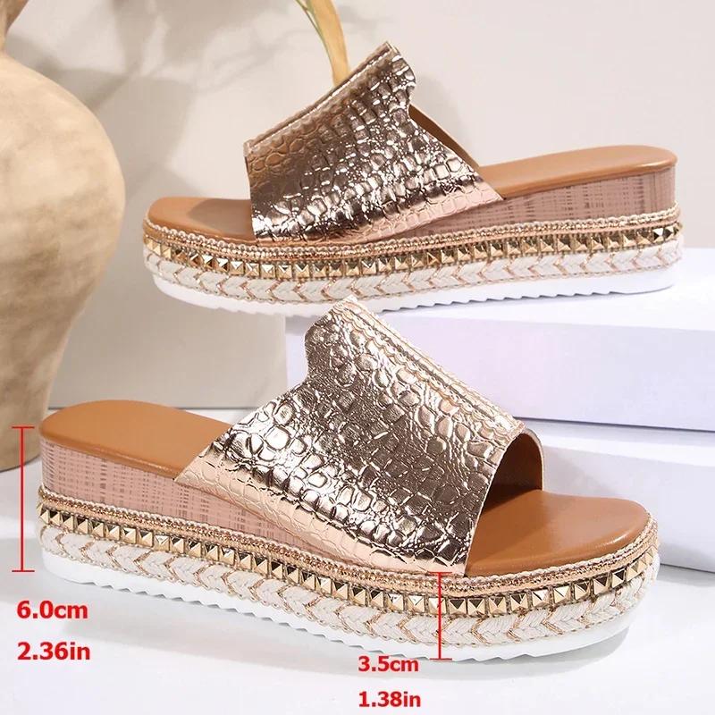 Fashion Women Platform Slippers Shoes for Women 2025 Summer Plus Size 36-43 Wedges Sandals Woman Thick Bottom Non Slip Casual Sandles