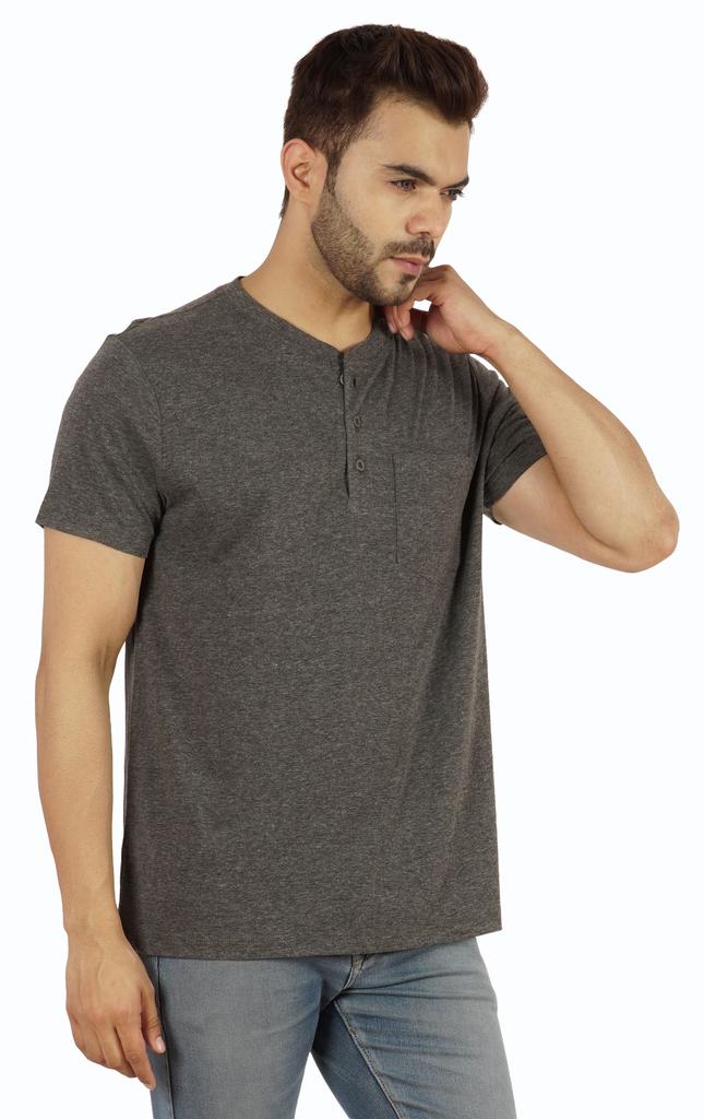 Inkmeso Solides Henley-T-Shirt für Herren Baumwolle Kurzarm T-Shirts Tasche