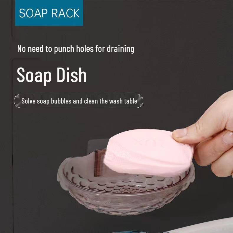 Premium Wall-Mounted Soap Rack: No-Drill, Suction Cup Storage for Bathroom