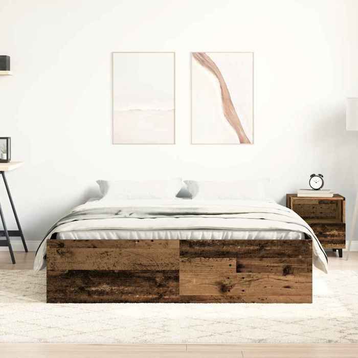 VidaXL Cadre de lit sans matelas vieux bois 120x190 cm bois ingénierie 3328876