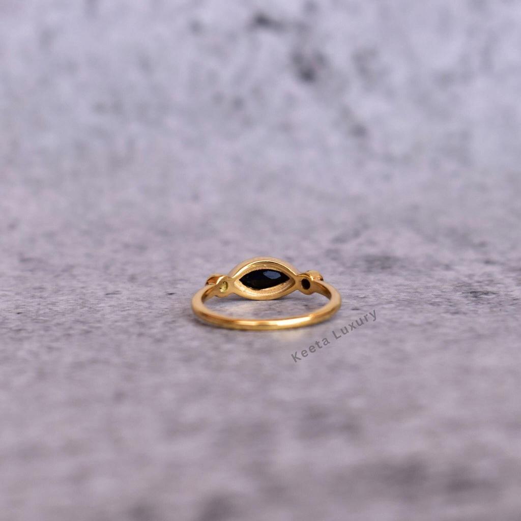 Genuine Onyx Ring Evil Eye Inspired Dainty Ring 14K Gold Vermeil Ring Onyx Handmade Ring for Her Onyx Ring for Daily Wear Unique Ring