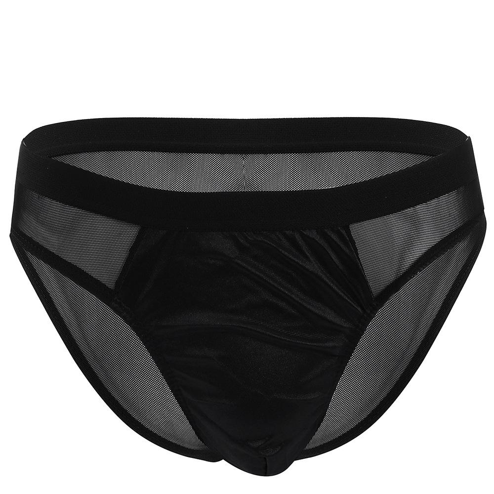 Men Sexy Briefs Ultra-Thin See-Through Underwear Low Waist Pouch Underpants Transparent Mesh Panties Breathable Sissy Lingerie
