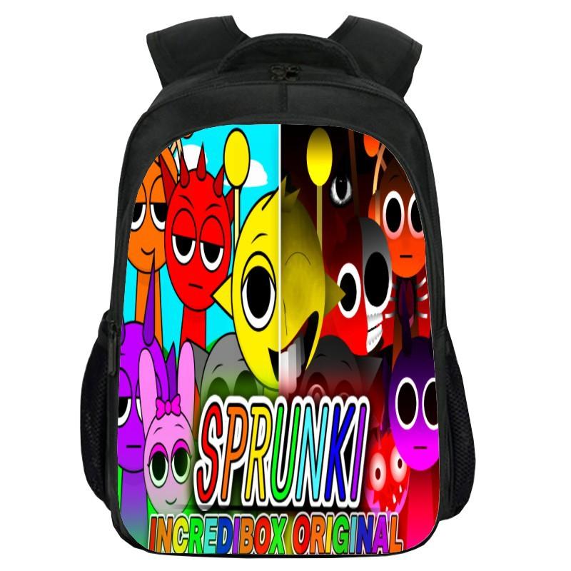 Printed Rhythm Box Sprunki Double-Layer Schoolbag, Cartoon Diy Student Computer Backpack, Backpack For Men