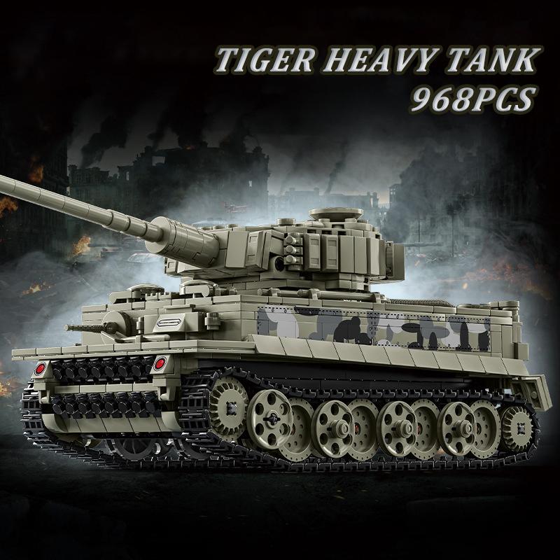 Military WW2 Tiger Heavy Tank Building Blocks Technical Army Weapons Main Battle Tank Solider Moc Bricks Toys For Children Gift