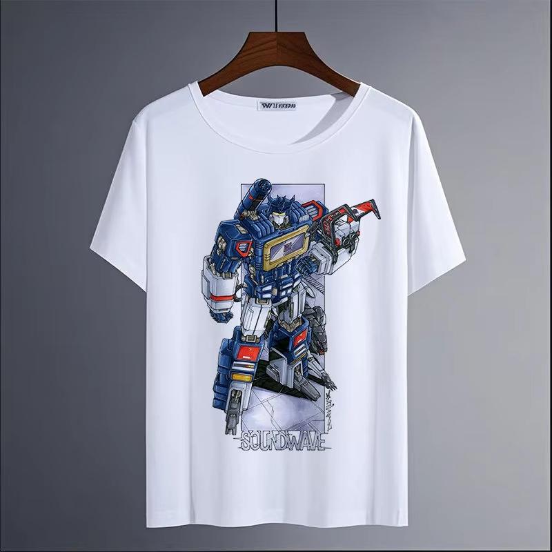 Pure Cotton Breathable Childrens Tshirt Transformers Optimus Prime Printed Fashionable Parentchild Outfit for Men and Women