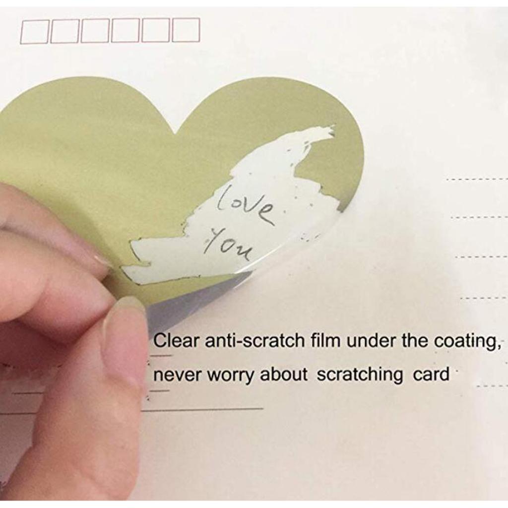 Packung mit 50 Herz-Rubbelaufklebern Rubbelkartenaufkleber Selbstklebende Etiketten für Gender Reveal Geschenk Babyparty