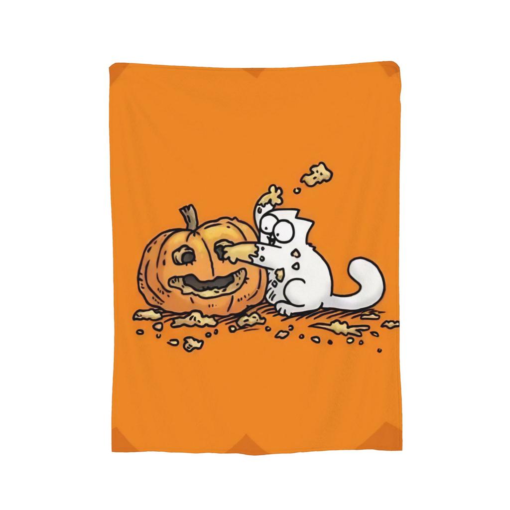 Simons Cat Humorous Cat Flannel Blankets Novelty Throw Blankets for Home Hotel Sofa 125*100cm Bedspreads,