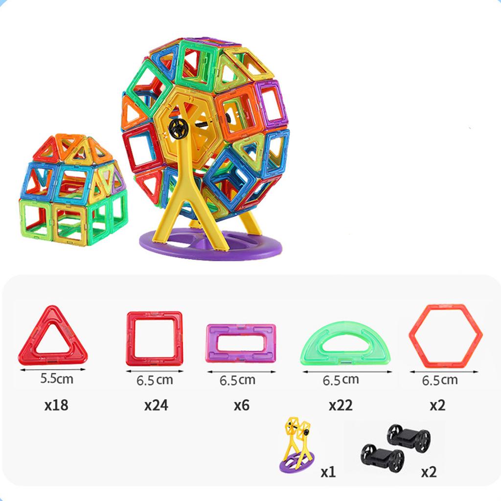 Magnetic Tiles Building for Kids - Strong Construction STEM Toys Set for Creative Play & Learning